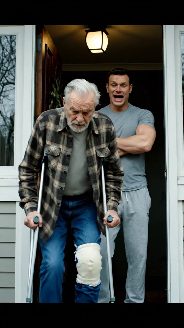 Stále na berlích po operaci kolena, přišel jsem domů do domu, který jsem měl v Ohiu přes 40 let a našel jsem zámky vyměněné, rodinné fotky pryč, a můj syn v zákoně blokuje verandu, chladně říká, 