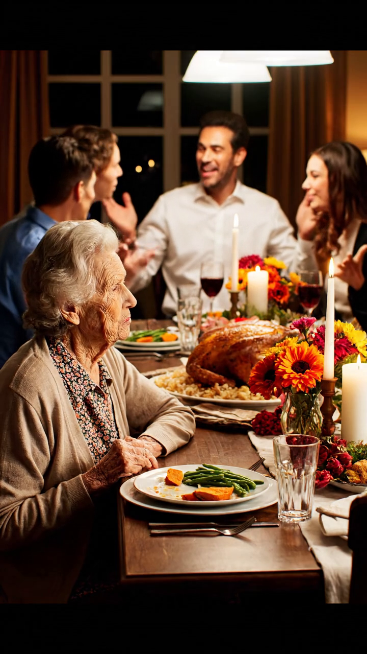 Le soir de l'Action de grâces, mon fils n'a pas sorti ma chaise, mon verre d'eau a été sauté, et la dernière tranche de tarte à la citrouille m'a été poussée comme des restes pendant que toute la table parlait d'une maison du lac, d'un voyage de ski, et de leur rénovation printanière le lendemain matin, chaque récit qu'ils avaient vécu s'est tu en même temps, et cette fois personne ne riait si facilement News