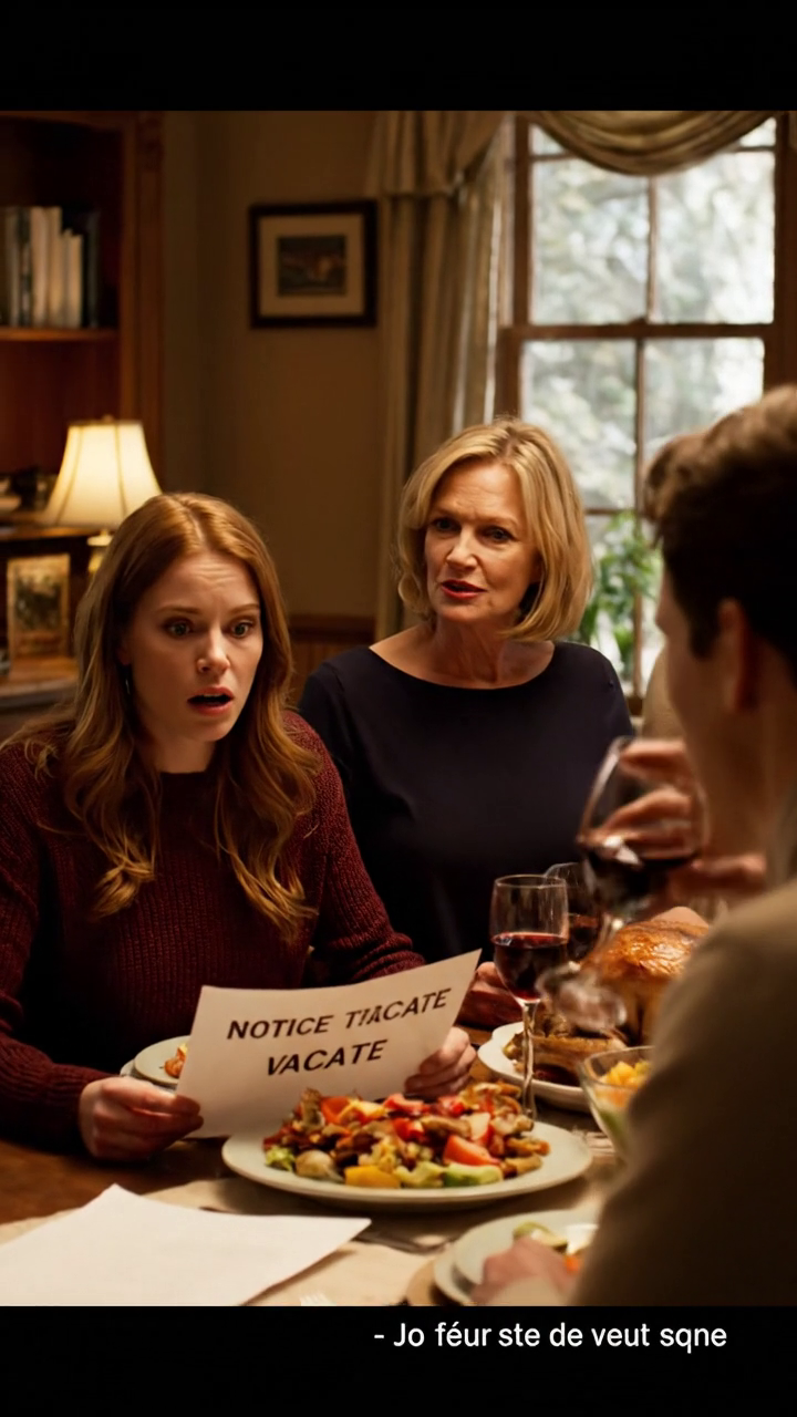 J'ai invité mes parents et mon jeune frère à Thanksgiving à la maison d'Asheville que mon grand-père m'avait laissée. Au milieu du dîner, mon père m'a envoyé un bout de papier pour me faire quitter. Ma mère sourit et dit : 