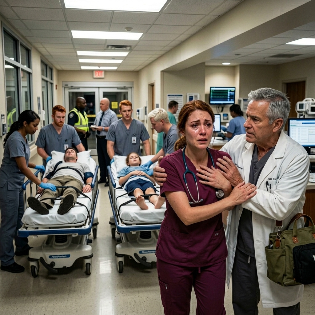 Pracowałem na nocnej zmianie, kiedy mój mąż, moja siostra i mój syn nagle zostali sprowadzeni, wszyscy nieprzytomni. Panika mnie uderzyła i pobiegłem prosto do nich, ale lekarz stanął przede mną i po cichu mnie powstrzymał. 