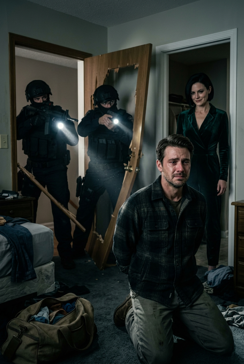 Ze glimlachte toen de politie me uit mijn bed sleepte om 3 uur 's nachts, zeker dat ze me had vernietigd totdat een jonge officier neerkeek naar mijn ID, werd bleek, en realiseerde zich dat de stille man in handboeien een man was die jaren verborg van de wereld... nieuws