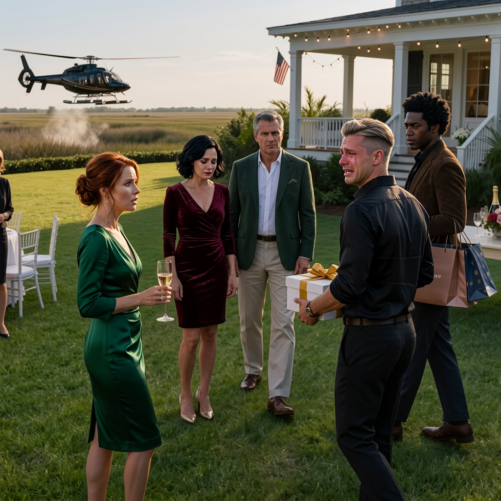 Na przyjęciu zaręczynowym mojej siostry, moja rodzina zwątpiła w moją narzeczoną. Pozostałem cicho, dopóki nie przybył prywatnym helikopterem, przyniósł prezenty i nazwał mnie swoją uroczą żoną.