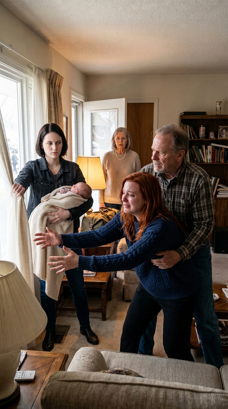 Je suis entré dans la maison de mes parents avec mon nouveau-né dans mes bras quand ma sœur l'a enlevée. Mes parents n'ont pas cligné. Signez la maison et la voiture à votre soeur. Maintenant. J'ai ri faiblement. Je viens d'accoucher. Ma sœur se pencha tout près, voix forte. C'est la première fois que le bébé sort par la fenêtre. J'ai tourné la page. Mon père m'a coincé les bras derrière le dos. Et puis ma sœur a franchi une ligne que personne ne pouvait effacer. Dans cet instant... Histoires vraies