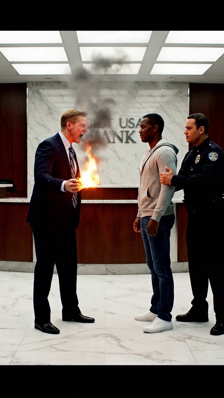 Bankovní manažer Burns Black Man 's Check Unaware Vlastní banku