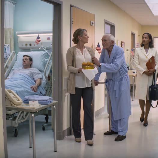 Mój syn umierał w hospicjum, kiedy przyniosłem babeczki brzoskwiniowe samotnemu staremu człowiekowi po drugiej stronie sali... noc przed tym, jak moja córka w prawie dotarła z folderem skórzanym, złapał moje ramię i szepnął:
