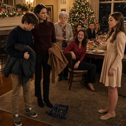 Au dîner de Noël, Ma Niece regardait mon fils de 13 ans et Said, Grand-mère m'a dit que toi et ta mère étiez juste une phase dans cette famille. Ma sœur a ri, ma mère est restée silencieuse, alors j'ai pris mon fils à la maison et j'ai envoyé les deux mots qui ont fait exploser leur téléphone le lendemain matin