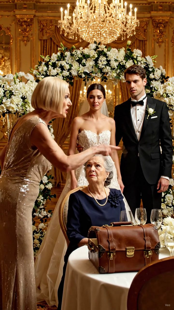 J'étais assis près de l'arrière de la réception de mariage de ma fille, essayant de ne pas l'embarrasser dans ma vieille robe de marine, quand la mère du marié a levé son verre de champagne et demandé à la sécurité pourquoi «cette femme était encore dans la salle de bal. Ma fille s'est levée si vite que sa chaise a gratté le sol, mais avant de pouvoir pleurer, j'ai placé mon sac à main en cuir usé sur la table de tête. Au moment où Victoria a vu les dossiers crème à l'intérieur, son sourire est mort devant 200 invités.