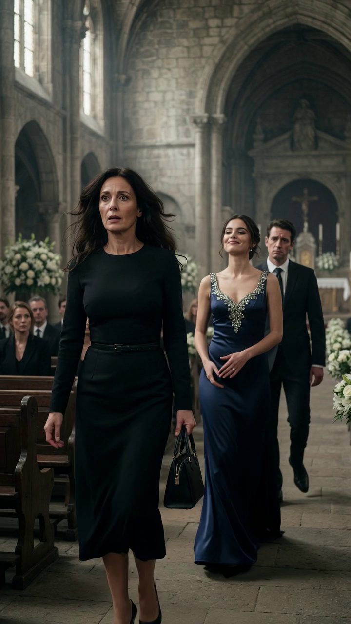 Trois semaines après ma robe Versace bleue de minuit a disparu de mon placard, je suis entré dans les funérailles de mon père et il était là.