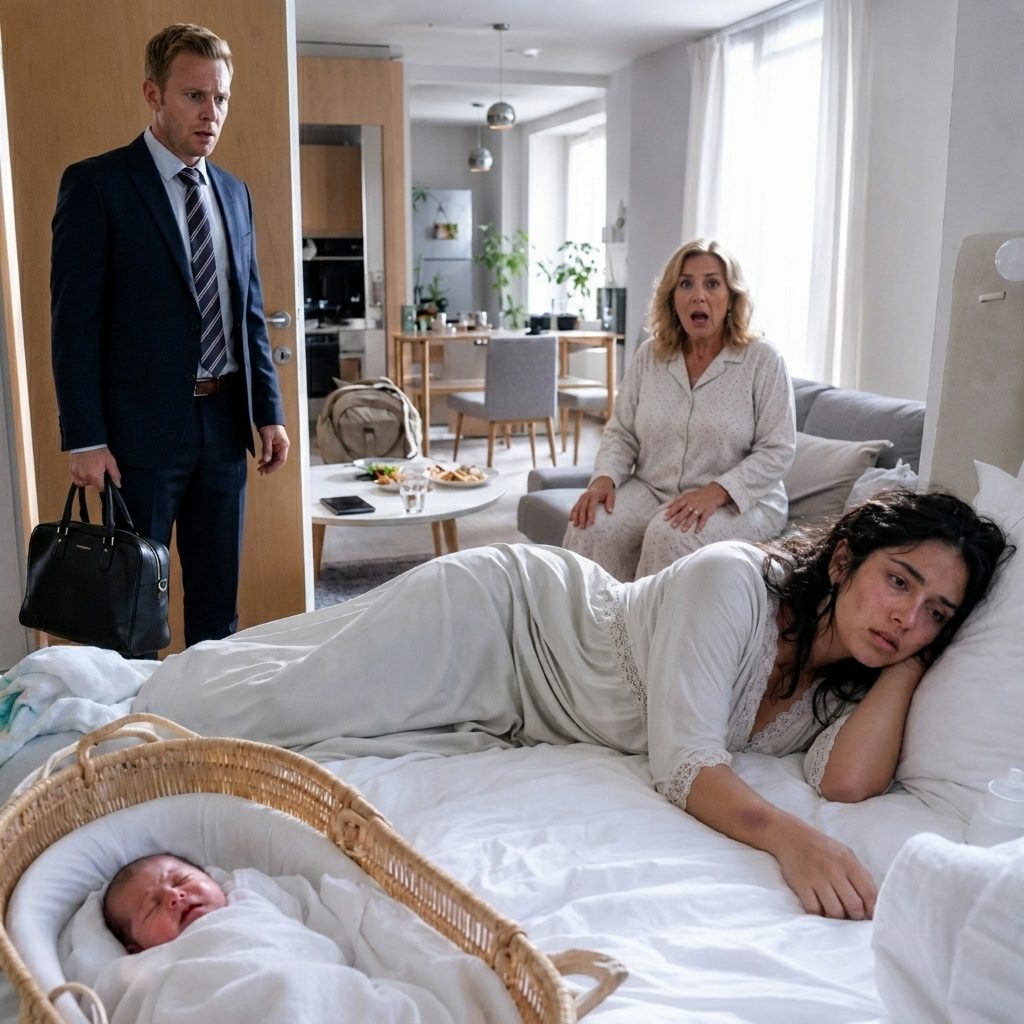 Je suis rentré à la maison d'un voyage d'affaires pour trouver ma femme, qui venait juste d'accoucher, pâle et malade, mon bébé avec une forte fièvre, et ma mère m'a dit, "Ne réagissez pas trop, elle essaie juste de profiter de vous." Cette nuit-là, j'ai réalisé le prix à payer pour mon silence. Histoires vraies
