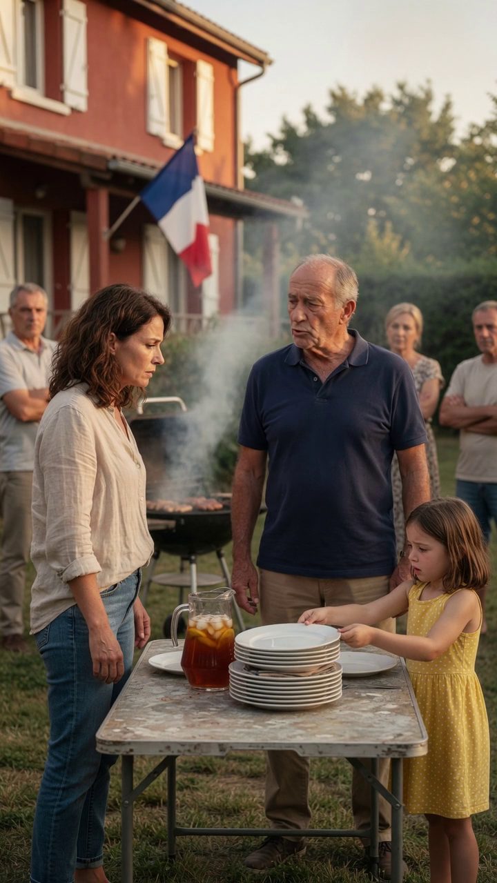 Ma fille de 8 ans était debout devant la table de nourriture avec les deux mains tenues quand mon père a tiré la pile d'assiettes contre sa poitrine et a dit, "La nourriture est pour les membres de la famille seulement." Tout le jardin est resté silencieux. Soixante-deux parents ont vu son visage changer, et aucun d'entre eux n'a avancé. Je n'ai pas crié. Je n'ai pas supplié. J'ai simplement pris sa main, je l'ai sortie de cette réunion de Pennsylvanie, et j'ai attendu jusqu'au matin pour lui répondre correctement.