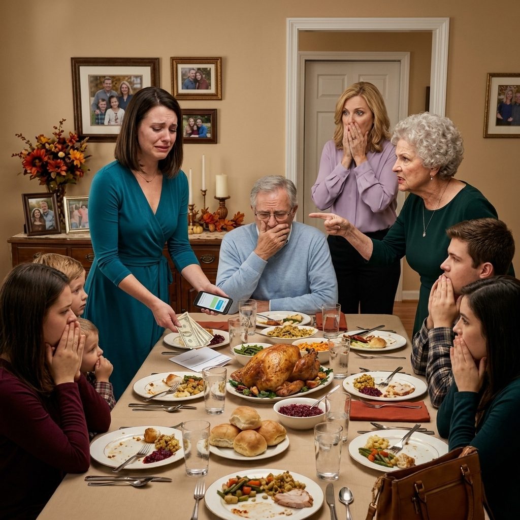 Beim Thanksgiving-Dinner stellte meine Mutter stolz meine Schwester vor, als die Frau, die einen Chirurg heiratete, dann auf mich hinweiste und verkündete, dass ihre andere Tochter noch Toiletten für ein Leben schrubb. Mein Vater schloss sich der Demütigung an, indem er eine $50 Rechnung über den Tisch schiebt und mir sagte, ich kaufe mir eine bessere Mopp. Siebzehn Verwandte beobachteten, nicht bewusst, dass ich einen Reinigungsjob in ein Unternehmen mit mehr als vierzig Mitarbeitern und die Unterstützung älterer Kunden und behinderter Veteranen blieb sicher in ihren Häusern. Ich blieb still, bis meine 82-jährige Großmutter stand, meine Mutter konfrontierte und die Wahrheit enthüllte, die sie jahrelang ignoriert hatte. Dann rief mein Büro mit Nachrichten an, dass unser größter Kunde unseren Vertrag bundesweit erweitern wollte. Meine Eltern wurden betäubt, aber der eigentliche Schock kam, als ich enthüllte, dass der für die Einleitung meines Geschäfts verantwortliche Klient der nächste Freund meines Vaters war, ein Mann, der meinen wahren Erfolg seit drei Jahren gekannt hatte...