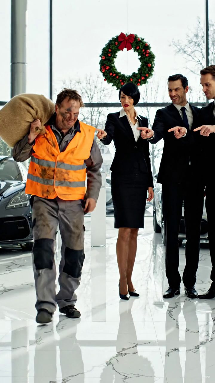 Der gesamte Rolls Royce Showroom platzte in Lachen, als der wütende Müllsammler reinkam. „Sir, das ist kein Ort für Leute wie dich“, schnarchte ein Verkäufer. Aber als Ray seinen schmutzigen Sack auf den Marmorboden fiel und flüsterte: „Meine sterbende Tochter hat einen Weihnachtswunsch“, schweigte das Zimmer. Dann öffnete er die Tasche und was verschüttete alles veränderte. Niemand war bereit für das, was als nächstes kam. Wahre Geschichten